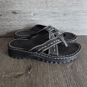 Vintage 90s y2k Lower East Side Chunky Lug Sole Jammer Platform Slide Sandals 8